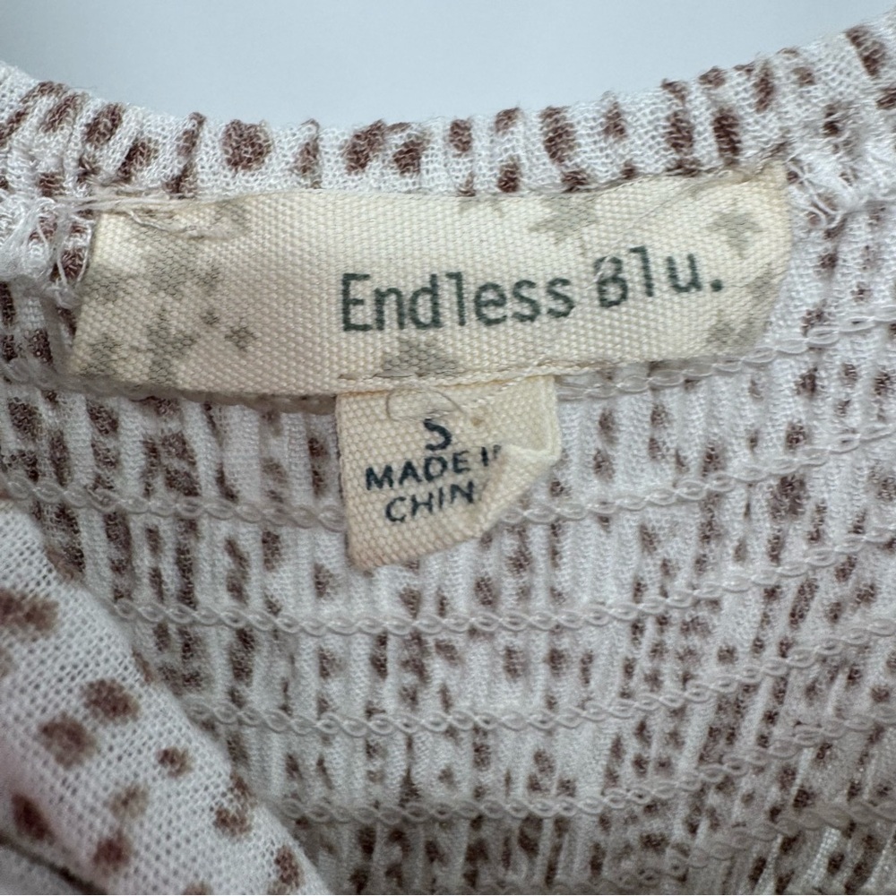 Endless Blu. Boho whimsy cottagecore smocked back. Brown and cream maxi dress. - Picture 6 of 9